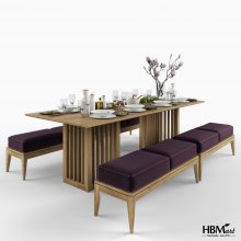 Банкетка OPIUM HIGH и стол AVTOGRAF T-2